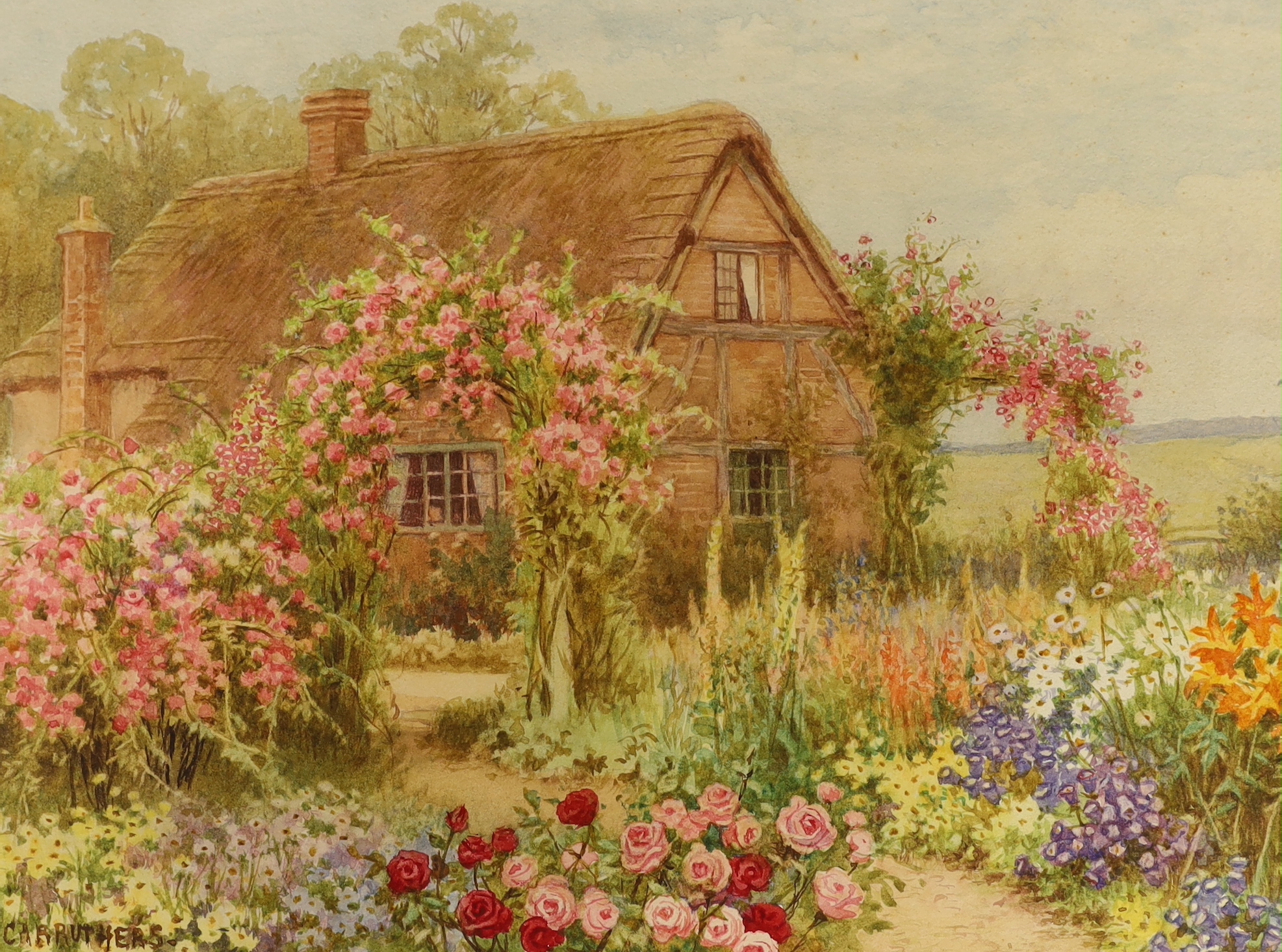 William Affleck (aka, William Carruthers, 1868-1943), two watercolours on card, ‘Old cottage at Ashow, Warwickshire’ and ‘Old cottage at Chalgrove, Oxfordshire’, each signed, largest 22 x 30cm, unframed